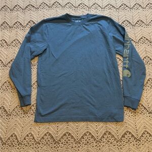 Carhartt Men’s Long Sleeve Logo Graphic T-Shirt - Blue - Small - Loose Fit